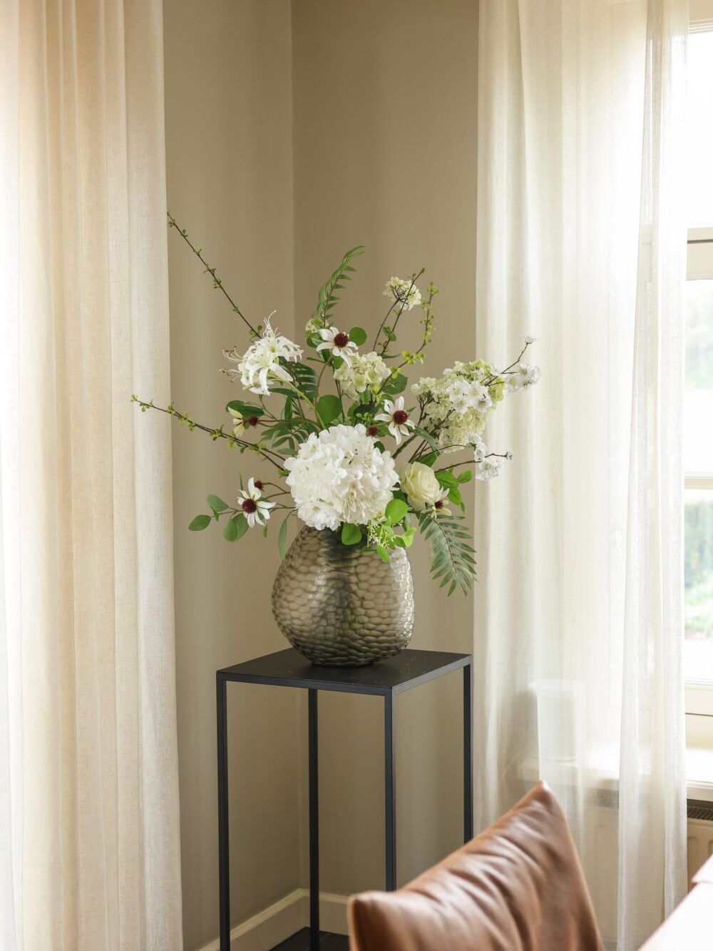 subtiel zijden boeket wit groen