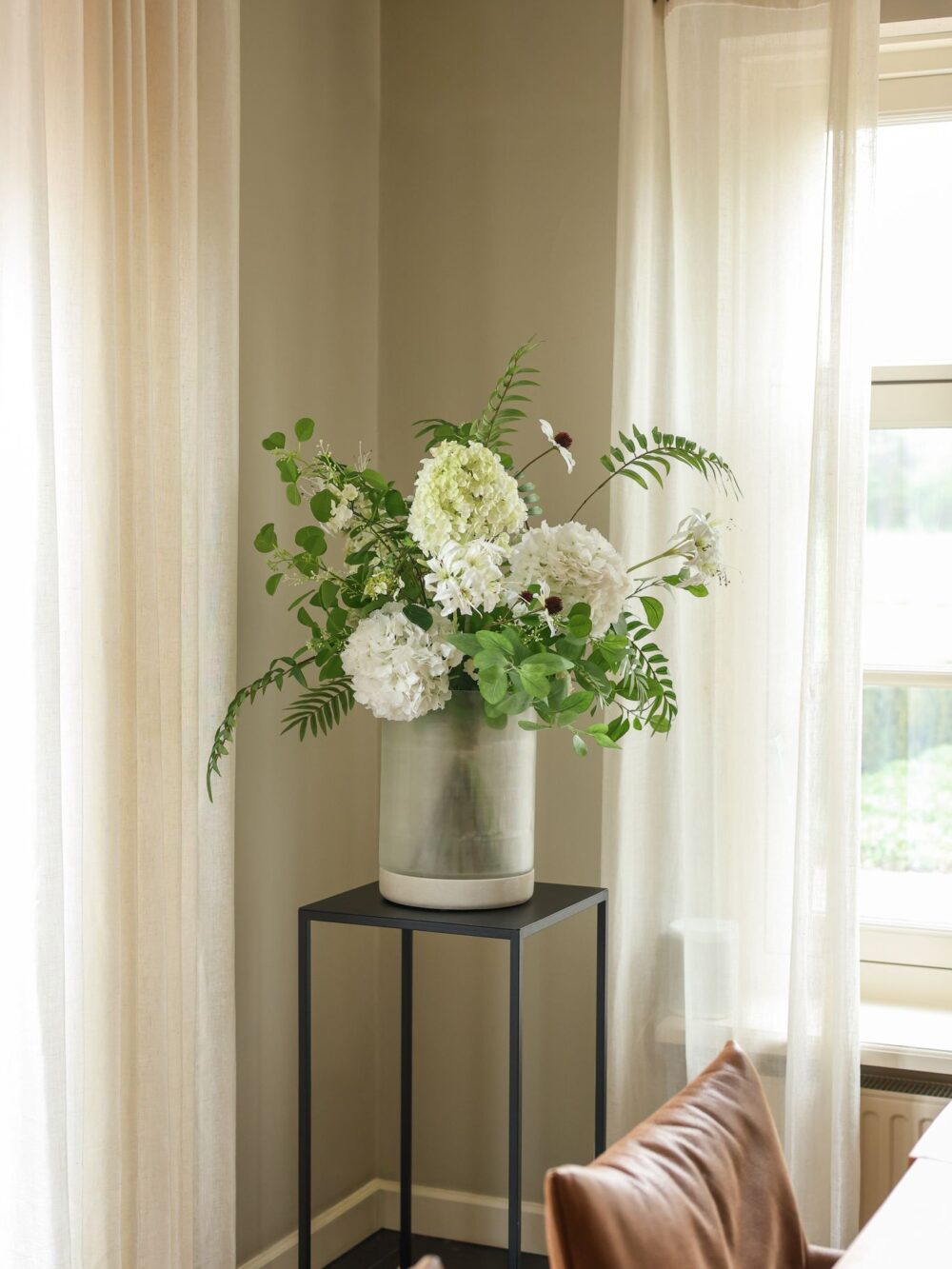 Groot luxe zijden boeket wit groen – Atelier Pure