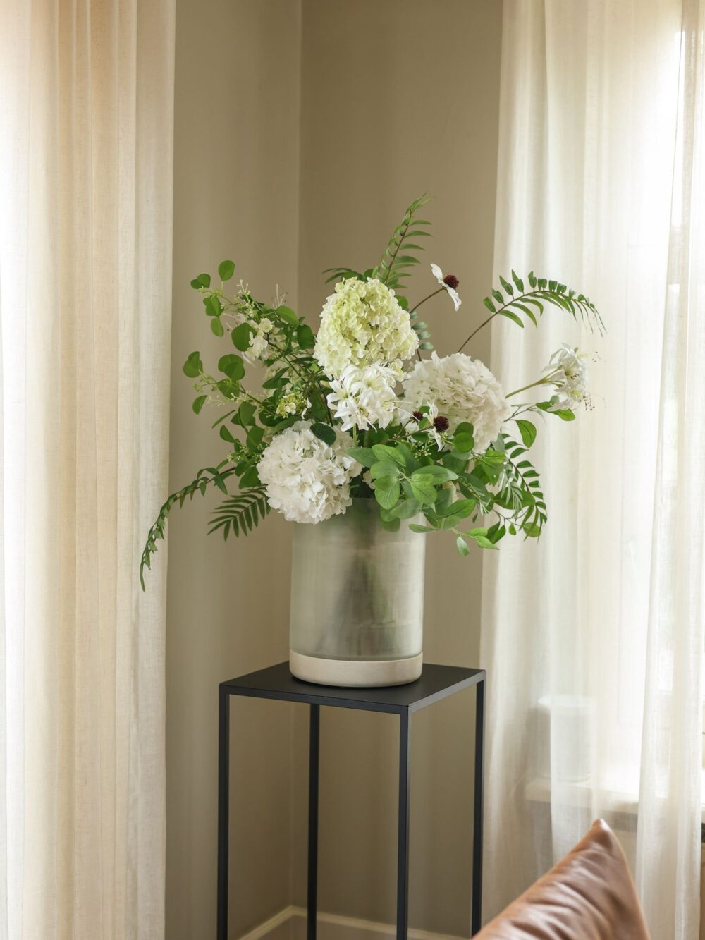 Groot luxe zijden boeket wit groen – Atelier Pure