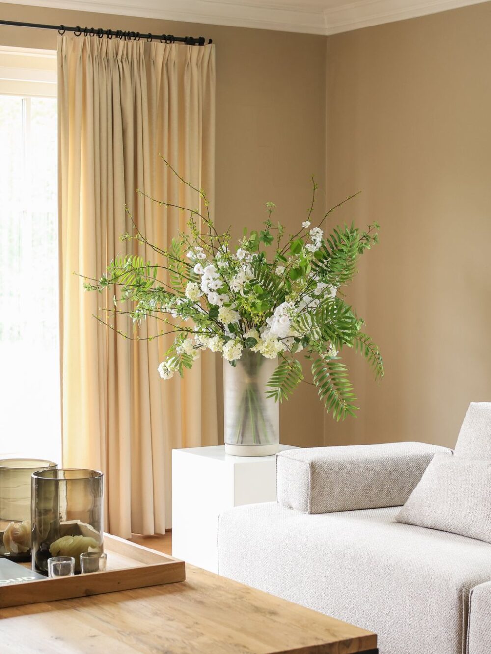 Luxe zijden boeket wit groen – Sophie's Choice