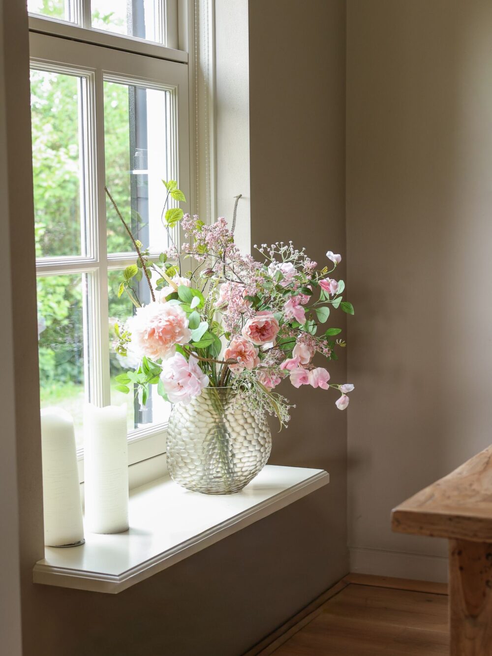 Subtiel zijden boeket blush roze – Atelier