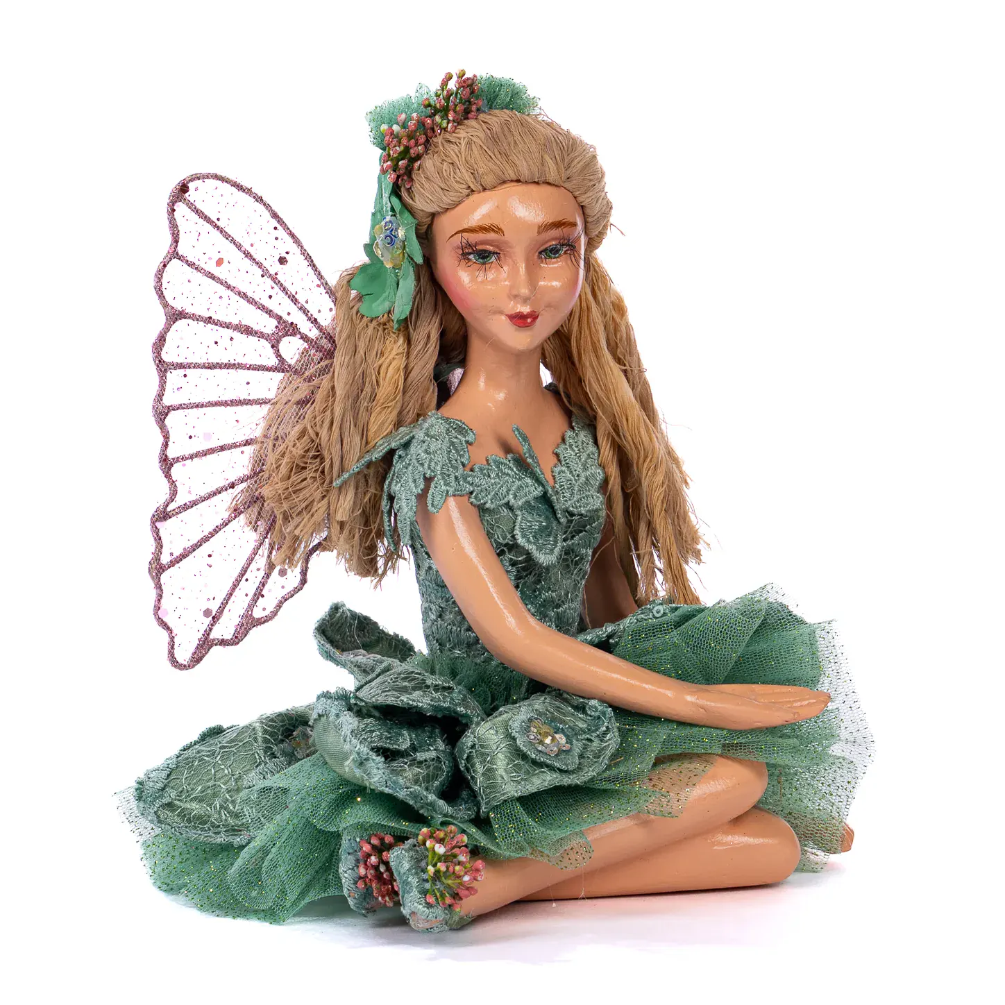 Lily Pond zittende waterlelie fairy groen 22 cm – luxe kerstdecoratie van Exclusief Ingericht in Oss