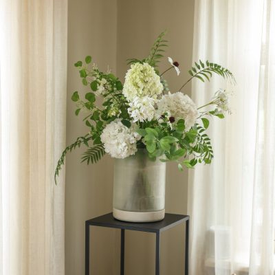 Groot luxe zijden boeket wit groen – Atelier Pure